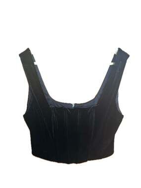 AQUA Black Velvet Sleeveless Corset Crop Top